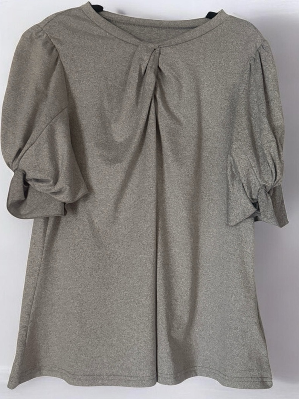 SHEIN Curve Metallic Silver Puff-Sleeve Pleated Front Top Size 2XL